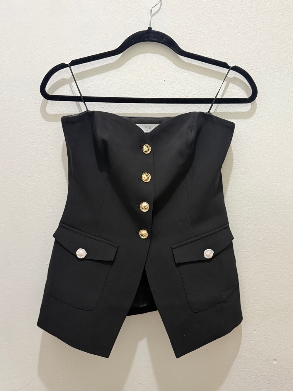 ASTR the Label - Black Tailored Bustier + Gold Buttons